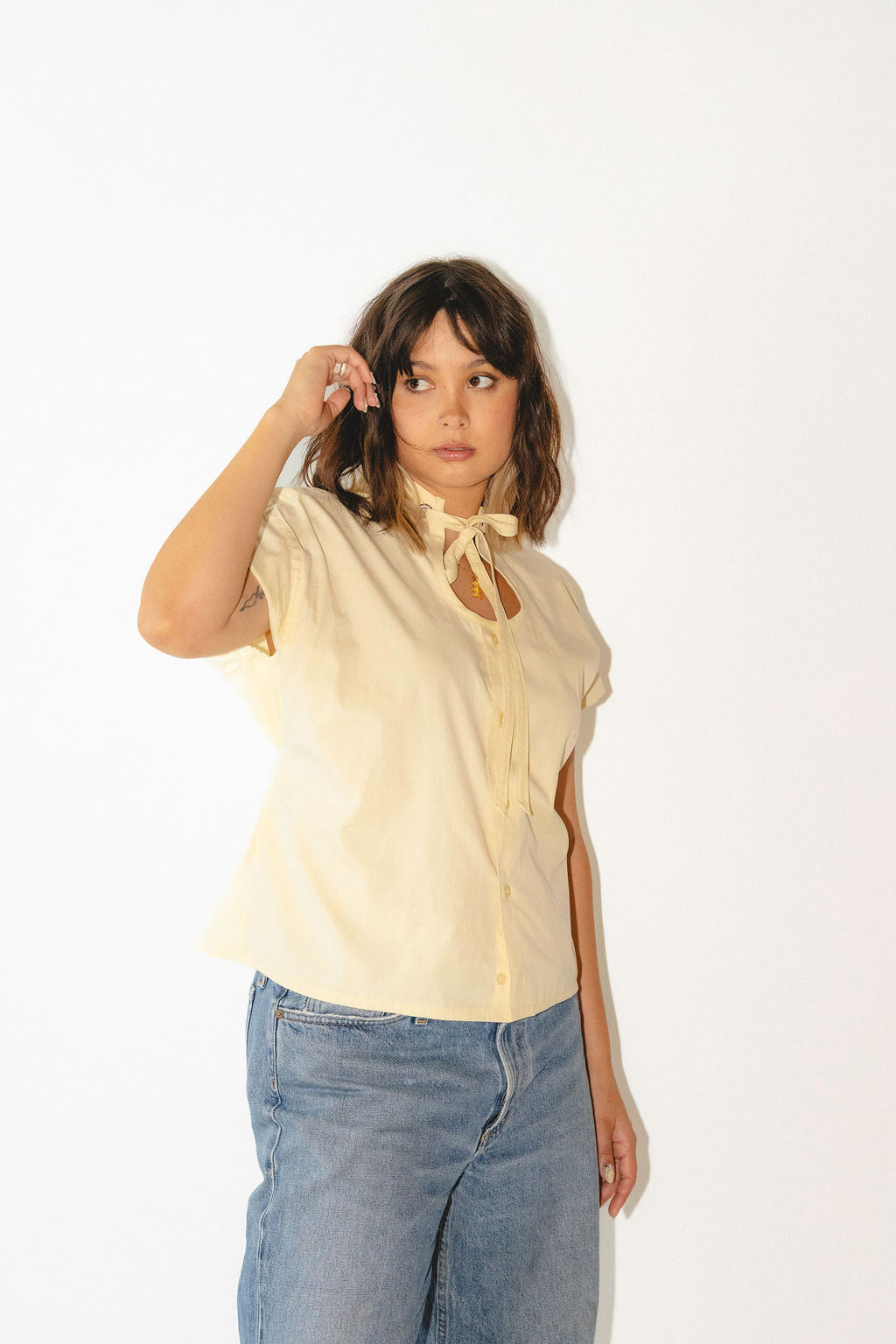 lillia keyhole button-up shirt