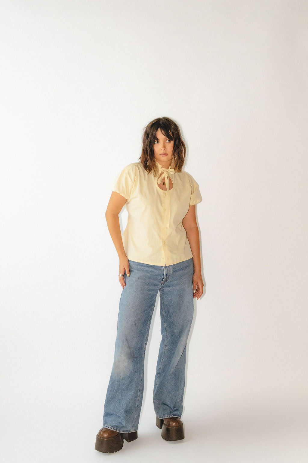 lillia keyhole button-up shirt