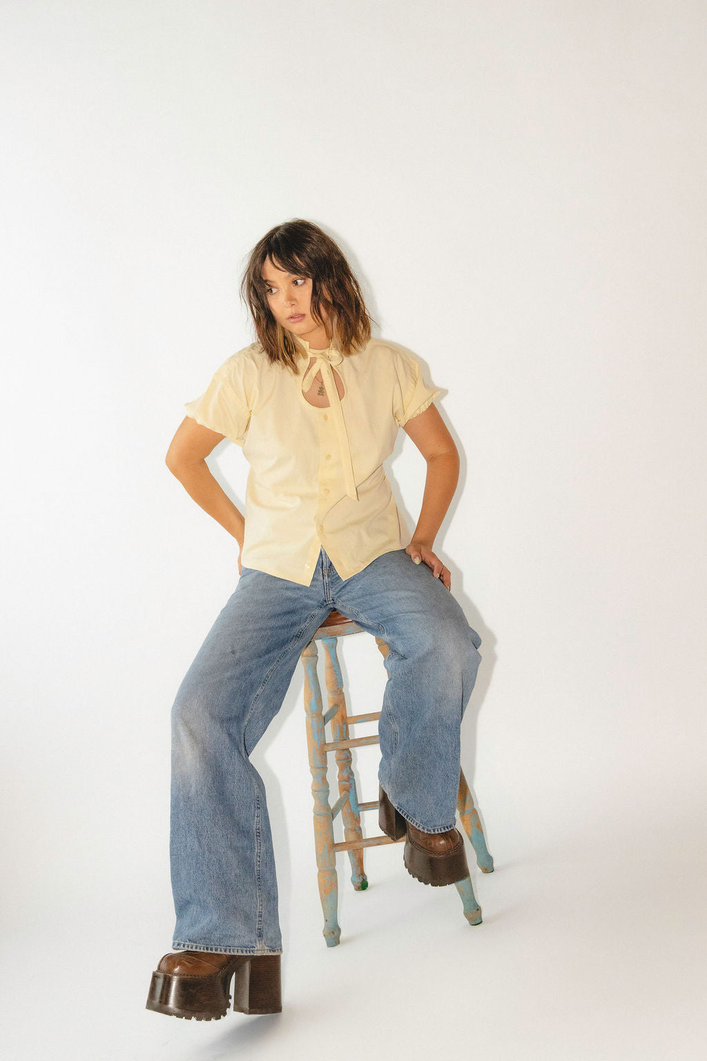 lillia keyhole button-up shirt