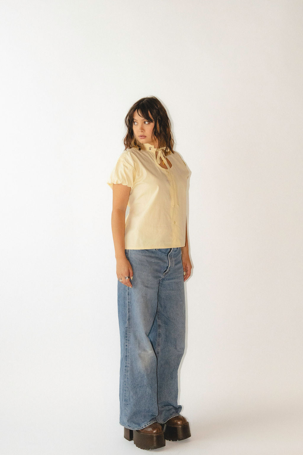 lillia keyhole button-up shirt